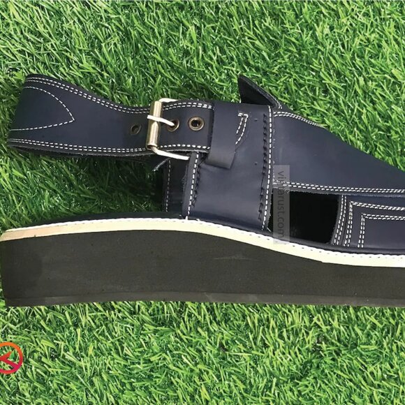 Men’s Classic Black Leather Sandals | Custom Handmade Leather Peshawari Sandals - Picture 9 of 9